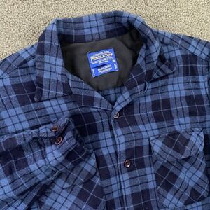 Pendleton Original Board Shirt Mens M Loop Camp Collar Wool Flannel Plaid‎ Blue